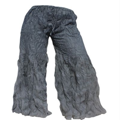 RaanPahMuang Brand Wide Lower Leg Flared Light Cotton Stepped Pants Baggy Cut, X-Large, Payne's Gray