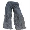 RaanPahMuang Brand Wide Lower Leg Flared Light Cotton Stepped Pants Baggy Cut, X-Large, Payne's Gray