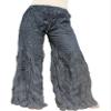 RaanPahMuang Brand Wide Lower Leg Flared Light Cotton Stepped Pants Baggy Cut, Large, Payne's Gray view 2