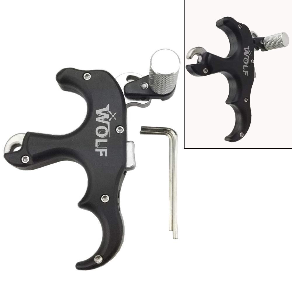 Archery Release Aids 3 Fingers Thumb Release Automatic Thumb Caliper Trigger for Compound Bow Hunting Shooting (Black)