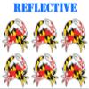 6 Pack | 3M Reflective Maryland Crab State Flag Bumper Sticker Decal (4 inch x 5 inch) view 1