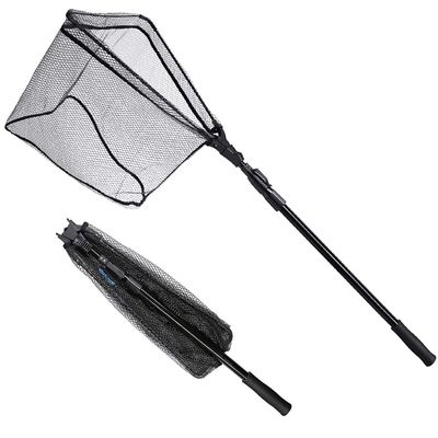SAN LIKE Fishing Net Fish Landing Nets Folding Telescopic Sturdy Pole Handle Rubber Coated Net Extending to 71inches for Saltwater