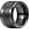 THREE KEYS JEWELRY Tungsten Carbide Mens Hammered Wedding Band Ring Polish for Men Inlay Engrave Engagement Black Size 9 view 1
