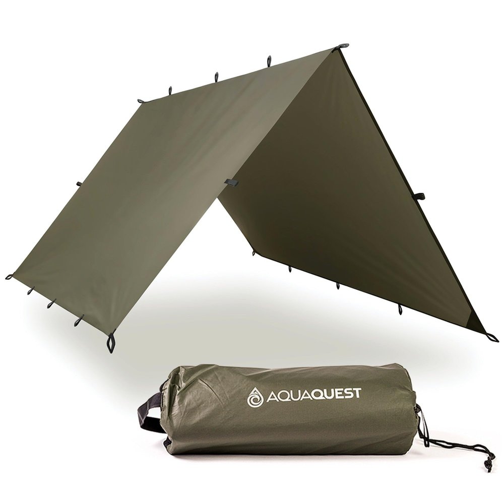 AquaQuest Defender Tarp HeavyDuty Waterproof (20,000 mm) SeamTaped Rain Fly for Camping, Bushcraft & Survival 1010 Olive Drab