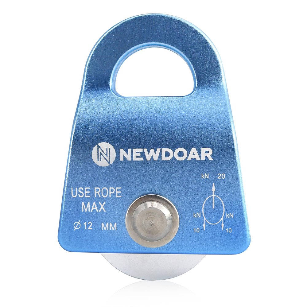 NewDoar Micro Mobile Single Pulley,20kN(4500 lb) Max Rope 1/2in for Rigging Arborist Climbing Rescue,CE Certified (20KN Blue 1pcs)