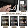 7 Rows Military Challenge Coin Holder Wall Display Case with HD Tempered Glass  Holds 100 Coins, Medal Display Cabinet Rack Shadow Box with Removable 2-Groove Shelves for Casino Poker Chips, Black view 2