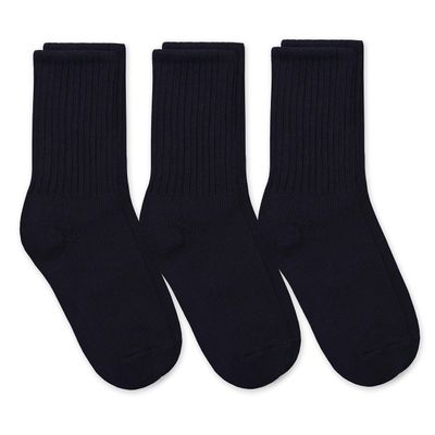 Jefferies Socks Boys' School Uniform Ribbed Crew Dress Socks 3 Pack, black, X-Large