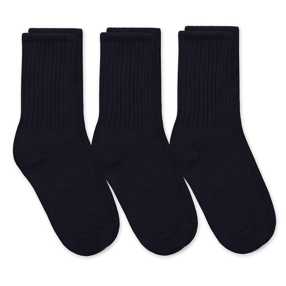 Jefferies Socks Boys' School Uniform Ribbed Crew Dress Socks 3 Pack, black, X-Large