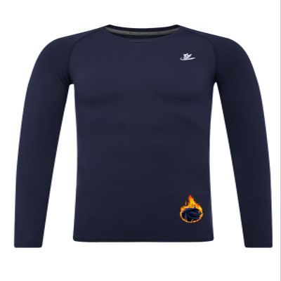 DEVOROPA Youth Boys Compression Thermal Shirt Long Sleeve Fleece Baselayer Soccer Baseball Undershirt Navy L