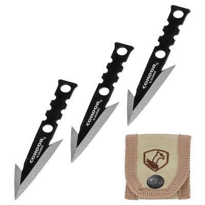Condor Tool & Knife Pocket Pike Fishing Tactical Spear Set - 1075 High Carbon Steel - Pocket Sized Hunting Spear for Outdoor Activities - Ballistic Nylon Sheath - 2.8in Blade - 1.8oz