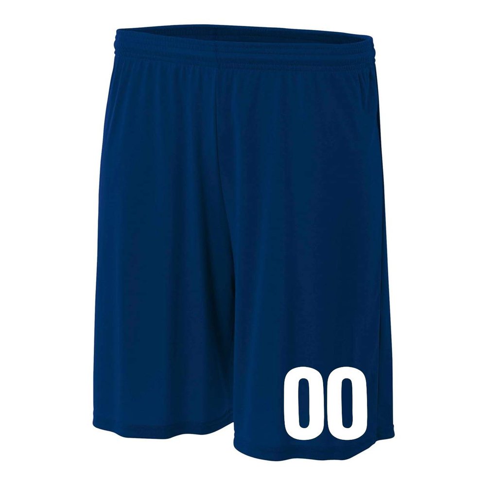 Add-On Performance Soccer Shorts with Free Numbers Youth Large in Navy Blue