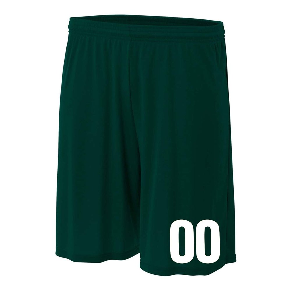 Add-On Performance Soccer Shorts with Free Numbers Youth Large in Dark Green