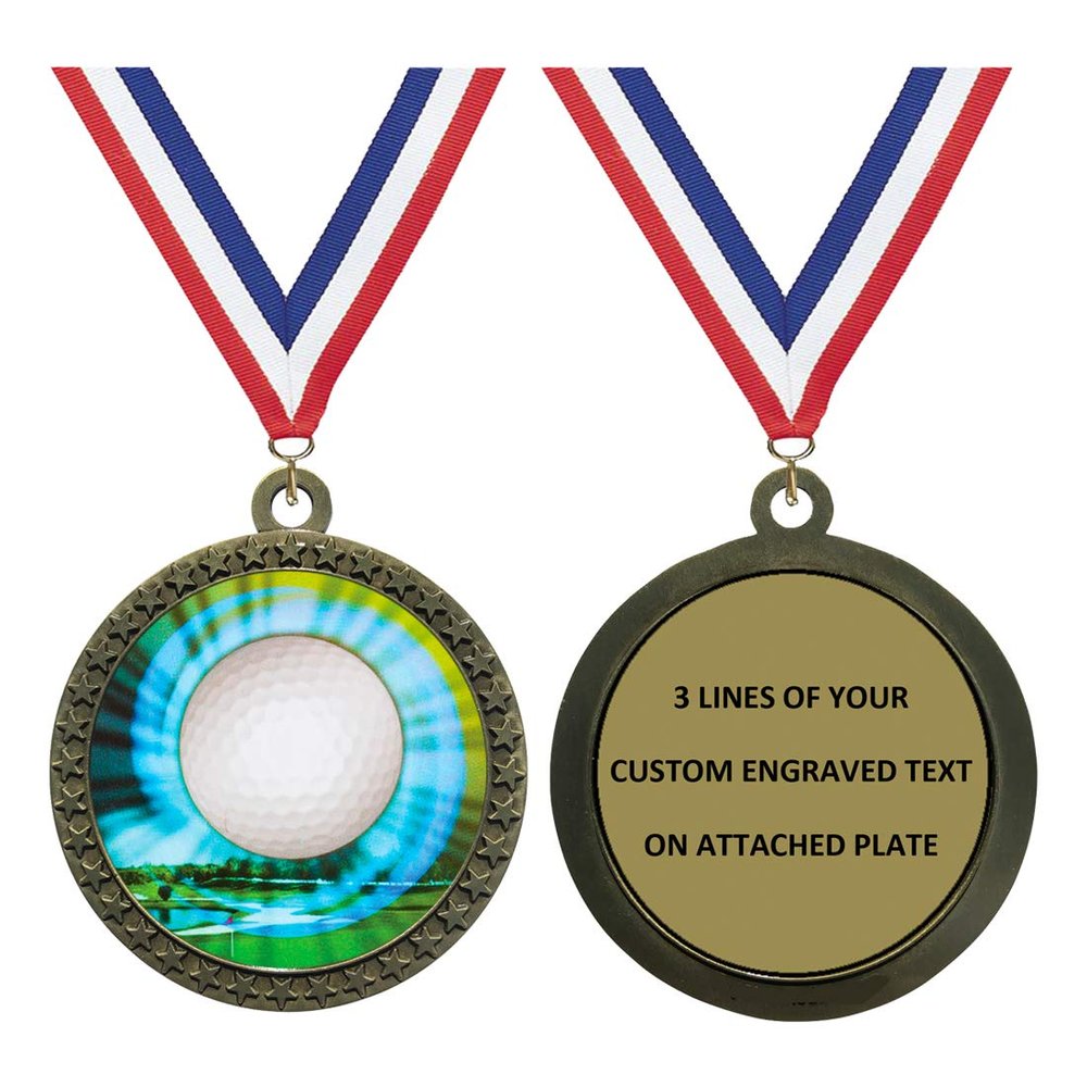 Express Medals Engraved Golf Gold Medal Trophy Award with Personalized Custom Text LD212-MY425 1PK
