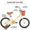 JOYSTAR 12 Inch Kids Bikes with Training Wheels & Basket, Vintage Girls Bike for Toddler of 2-4 Years Old Girls & Boys, Kids Bicycles, Beige view 2