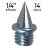 Champ 1/4" Steel Pyramid Spikes with Wrench view 2
