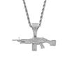 Moca Jewelry Iced Out Machine Gun Pendant 18K Gold Plated Bling CZ Simulated Diamond Hip Hop Necklace for Men Women (Silver) view 1