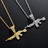 Moca Jewelry Iced Out Machine Gun Pendant 18K Gold Plated Bling CZ Simulated Diamond Hip Hop Necklace for Men Women (Silver) view 2