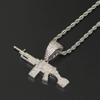 Moca Jewelry Iced Out Machine Gun Pendant 18K Gold Plated Bling CZ Simulated Diamond Hip Hop Necklace for Men Women (Silver) view 3