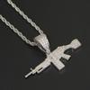 Moca Jewelry Iced Out Machine Gun Pendant 18K Gold Plated Bling CZ Simulated Diamond Hip Hop Necklace for Men Women (Silver) view 4