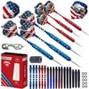 Steel Tip Darts Set - Professional Darts Steel Tip for Dartboard - Includes Brass Barrels + Plastic & Aluminum Shafts + Rubber O'Rings + Flights + Darts Sharpener + Wrench (22g- USA -STC10420) view 1
