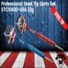 Steel Tip Darts Set - Professional Darts Steel Tip for Dartboard - Includes Brass Barrels + Plastic & Aluminum Shafts + Rubber O'Rings + Flights + Darts Sharpener + Wrench (22g- USA -STC10420) view 2