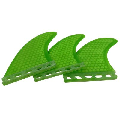 UPSURF Surfboard Tri Fin Single Tab M Size Fiberglass+Honeycomb G5 Thruster Set(White/Blue/Orange) (Green G5)
