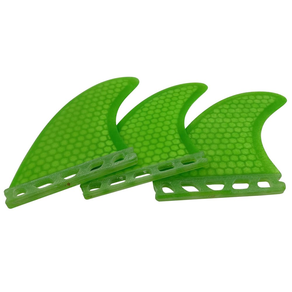 UPSURF Surfboard Tri Fin Single Tab M Size Fiberglass+Honeycomb G5 Thruster Set(White/Blue/Orange) (Green G5)