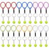 AUHOKY 18Pcs Mini Tennis Racket Keychain Key Ring, Fashionable Alloy Tennis Ball Split Ring, Sport Style Split Keychain for Sport Lovers Team - Exquisite & Lightweight(6 Colors) view 1