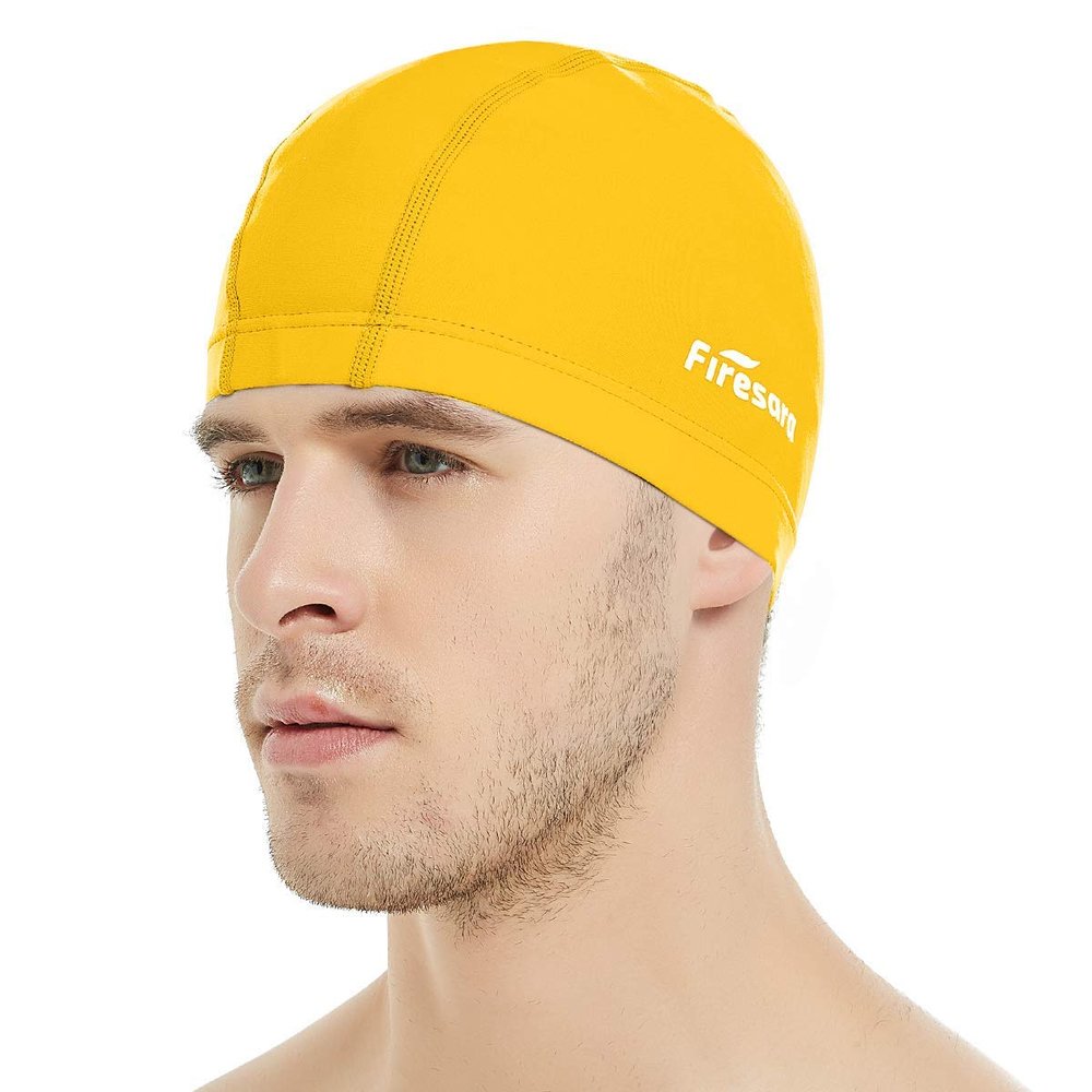 Firesara Fabric Swim Cap, High Elasticity Swimming Cap Keeps Hair Clean Breathable Fit Both Long Hair Short Hair, Swim Caps Woman Girls Men Kids One Size Hat