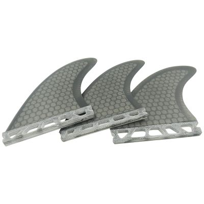 UPSURF Surfboard Tri Fin Single Tab L Size Fiberglass+Honeycomb G7 Thruster Set(White/Blue/Orange) (Grey G7)