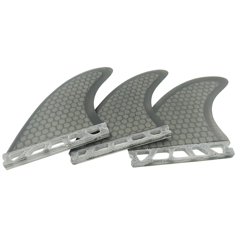 UPSURF Surfboard Tri Fin Single Tab L Size Fiberglass+Honeycomb G7 Thruster Set(White/Blue/Orange) (Grey G7)