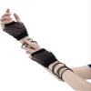 80s Fancy Dress Costume Accessories Lace Headband Earrings Fishnet Gloves Necklace Bracelet for 80s Retro Party (Black) view 3