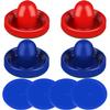 ONE250 Air Hockey Pushers and Blue Air Hockey Pucks, Goal Handles Paddles Replacement Accessories for Game Tables (4 Striker, 4 Puck Pack) (Blue & Red) view 1