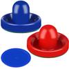 ONE250 Air Hockey Pushers and Blue Air Hockey Pucks, Goal Handles Paddles Replacement Accessories for Game Tables (4 Striker, 4 Puck Pack) (Blue & Red) view 3
