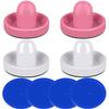 ONE250 Air Hockey Pushers and Blue Air Hockey Pucks, Goal Handles Paddles Replacement Accessories for Game Tables (4 Striker, 4 Puck Pack) (Pink & White) view 1