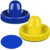 ONE250 Air Hockey Pushers and Blue Air Hockey Pucks, Goal Handles Paddles Replacement Accessories for Game Tables (4 Striker, 4 Puck Pack) (Yellow & Blue) view 3