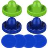 ONE250 Air Hockey Pushers and Blue Air Hockey Pucks, Goal Handles Paddles Replacement Accessories for Game Tables (4 Striker, 4 Puck Pack) (Blue & Green) view 1