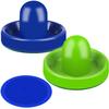 ONE250 Air Hockey Pushers and Blue Air Hockey Pucks, Goal Handles Paddles Replacement Accessories for Game Tables (4 Striker, 4 Puck Pack) (Blue & Green) view 3