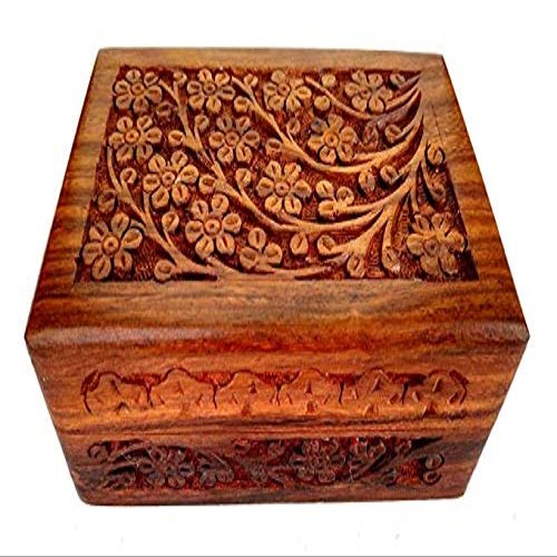 Craft N Copper Handcrafted wooden carving box for jewellery storage