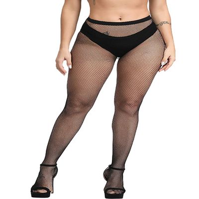 Confonze Fishnet Stockings Womens High Waist Tights Sexy Sheer Mesh Pantyhose (Black_S Hole)