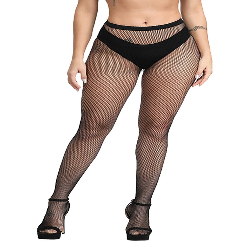 Confonze Fishnet Stockings Womens High Waist Tights Sexy Sheer Mesh Pantyhose (Black_S Hole)