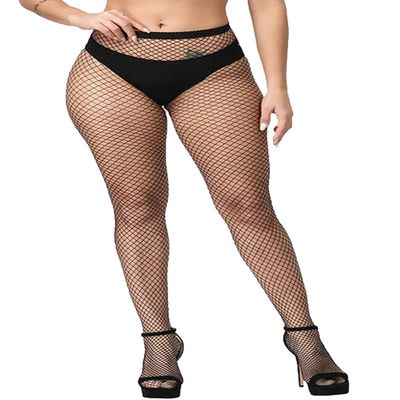 Confonze Fishnet Stockings Womens High Waist Tights Sexy Sheer Mesh Pantyhose (Black_M Hole)