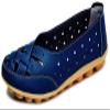 Fangsto Women's Cowhide Leather Shoes Loafers Flats Sandals Slip-On Cutout US Size 10 Med. Navy Blue view 1
