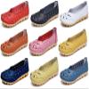 Fangsto Women's Cowhide Leather Shoes Loafers Flats Sandals Slip-On Cutout US Size 10 Med. Navy Blue view 4