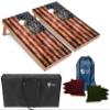 Tailgating Pros Rustic American Flag Cornhole Boards w/Bean Bags - 4'x2' Distressed Flag Cornhole Game w/Carrying Case & Corn Hole Bags view 1