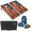 Tailgating Pros Rustic American Flag Cornhole Boards w/Bean Bags - 4'x2' Distressed Flag Cornhole Game w/Carrying Case & Corn Hole Bags view 1