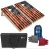Tailgating Pros Rustic American Flag Cornhole Boards w/Bean Bags - 4'x2' Distressed Flag Cornhole Game w/Carrying Case & Corn Hole Bags view 1