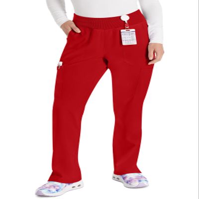 Dickies EDS Essentials Women Scrubs Pant Natural Rise Tapered Leg Pull-on DK005, XXS, Red