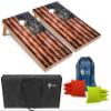 Tailgating Pros Rustic American Flag Cornhole Boards w/Bean Bags - 4'x2' Distressed Flag Cornhole Game w/Carrying Case & Corn Hole Bags view 1