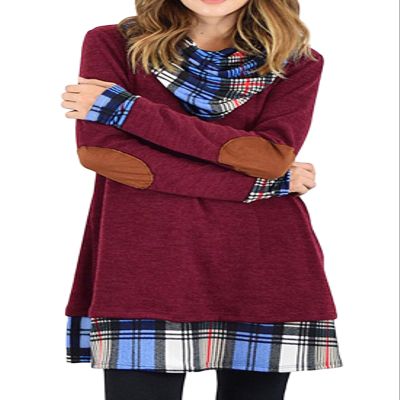 Alaster Queen Women's Long Sleeve Fall Dresses 2025 Plaid Cowl Neck Winter Tunic Dress Cute Purplish Red Sweater Short Dress for Women